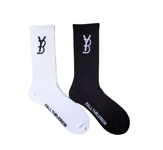 YB Black White Socks